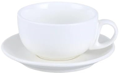 AHUFGN Set Tazzine Set di Tazze e piattini da caffè in Ceramica, Colore Bianco Puro, for tè al Latte(Style 23)