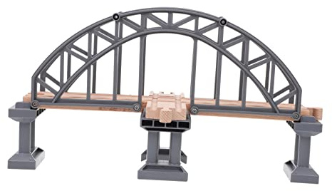 WEKAMOS 1pezzi Giocattolo Educativo Ponte Ferroviario in Legno e Ponte Grigio Accessori Per Binari Per Giochi Di Costruzione e Sviluppo Immaginativo