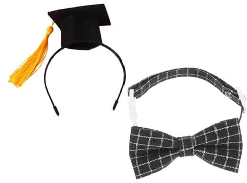 NOLITOY Pet Graduation Cap with Tassel and Bow Tie for Small Dogs and Cats Cute Costume Accessory for Puppy Photos Suitable for Yorkie Poodle Chihuahua Teacup and More
