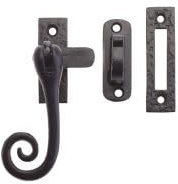 Curly Tail Casement Window Fastener 4 Inch Black Antique Traditional Window Latch for Timber Casement Windows Fittings Included