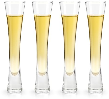 Aramanara 4 Pcs 140 ml Champagne Flutes, Clear Prosecco Glasses, Handmade Crystal Glass Champagne Glasses for Wedding, Housewarming, Parties, Bar, Anniversary