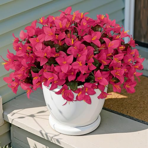SOMYTING 4 Bouquets de Fleurs artificielles comme des Vraies Fleurs artificielles Bougainvilliers artificiels Plantes de Balcon Résistantes aux intempéries Fleurs en Soie (Rose Vif)