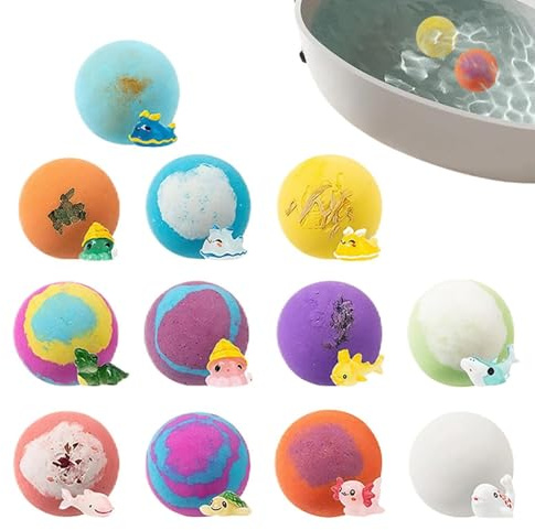 Set di 12 pezzi biologici in colori delicati, kit di giocattoli per il bagno dei bambini, idee regalo per il relax di compleanno