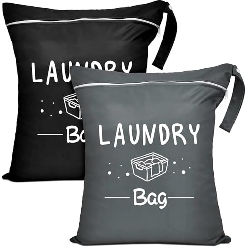 Juego de 2 bolsas de ropa de viaje de 48 x 38 cm con cremallera, bolsa impermeable para traje de baño mojado, bolsa de ropa sucia de viaje con asa, bolsa impermeable para piscina, gimnasio, camping
