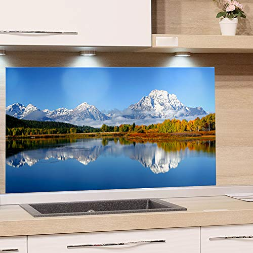 GRAZDesign Küchenrückwand Spritzschutz Glas Landschaft - Spritzschutz Küche Glas Berge, Glasrückwand Wandschutz - alle Untergründe 4mm ESG Glas, 60x40cm