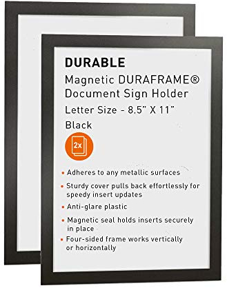 DURABLE DURAFRAME 477101 Dokumentenschilderhalter, magnetisch, 21 x 27,9 cm, Schwarz, 2 Stück