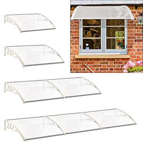 The Fellie Rain Canopy Door Canopy Awning Front Door Canopy for Outdoor Window Porch Shade Patio Roof Cover UV Protection, (Cream White/L120xW80xH23.8cm)