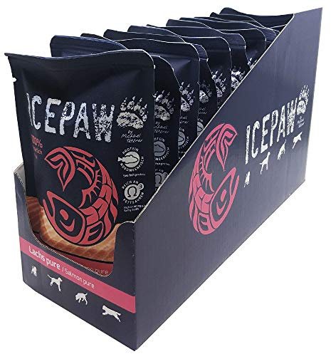ICEPAW I High Premium Feuchtfutter für Hunde I Lachs Pure 12 x 100 g I mit frischem Lachs I getreidefrei