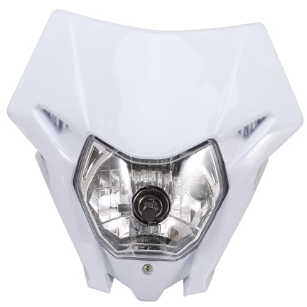 GOOFIT Blanc 12V 35W HS1 Motocross Super Moto Phare Indicator Panneau Remplacement pour CRF150L Bonnes Enduro Motocross Trails Streetfighter Indicateur Feux Carénage Éclairage Phares Avant Couvercle