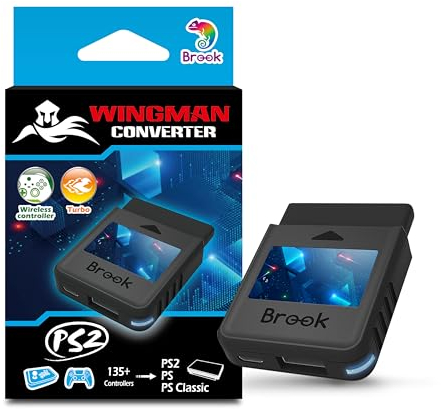 Brook Wingman PS2 Konverter - Wireless Version von PS4/3 zu PS2/1, Retro Konsolen Konverter auf PS2/ PS1/PS Classic Konsolen, für PS Retro Konsolende