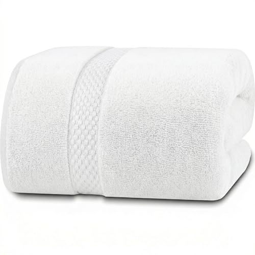 MistyMorning Extra stora badlakan enkelpack, jumbo storlek (90 x 190 cm), 100 % bomull 500 GSM supermjuka och mycket absorberande snabbtorkande lyxiga badrumshanddukar (1, badlakan)