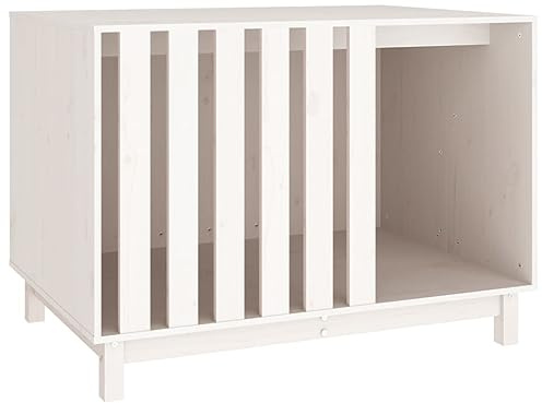 vidaXL Casetta per Cani Bianca 100x70x72 cm in Legno Massello di Pino