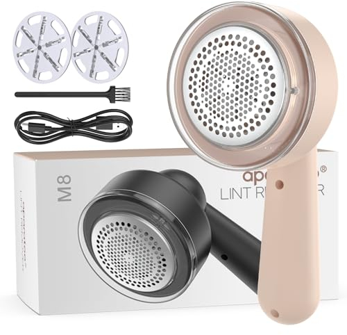 Levapelucchi Elettrico, Togli Pelucchi Elettrico Display a LED, Lame a 6 Lame in Acciaio Inox, Ricaricabile USB Levapelucchi Professionale con 3 Velocità per Tessuti, Biancheria da Letto, Rosa