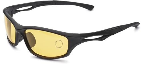 A-VISION Nachtsichtbrille für Autofahrer mit Stärke -2.50, Kurzsichtig Nachtfahrbrille - Unisize & Unisex - Polarisiert - Stark Rahmen - mit Etui - Ideal als Nachtbrille zum Autofahren & Outdoor