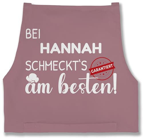 Schürze - Kochschürze - Bei Wunschname schmeckts am besten Garantiert I Geschenk mit Name Küche I Geschenk Hobbyköche - 85x69 - Rosa - personalisierte kochschuerze koch lustig schürzen
