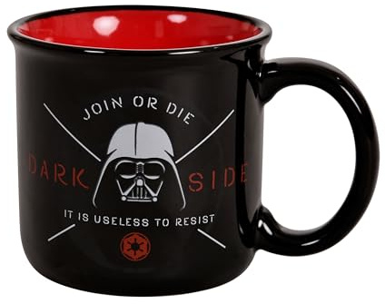 Elbenwald Star Wars Taza con logo e inscripción Darth Vader 400 ml Cerámica Negro Rojo