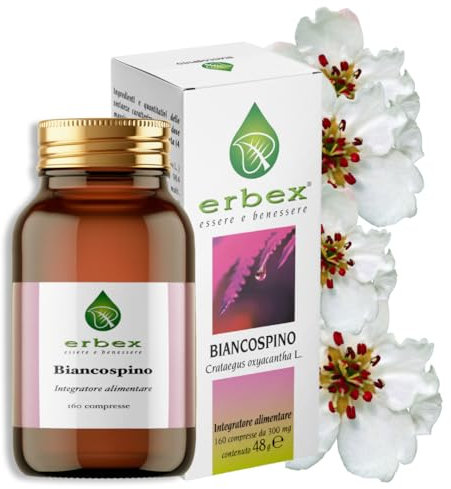 ERBEX - Integratore Naturale al Biancospino Puro in Compresse Aiuta a Gestire le Situazioni di Tensione e Stress Quotidiani - 160 Compresse