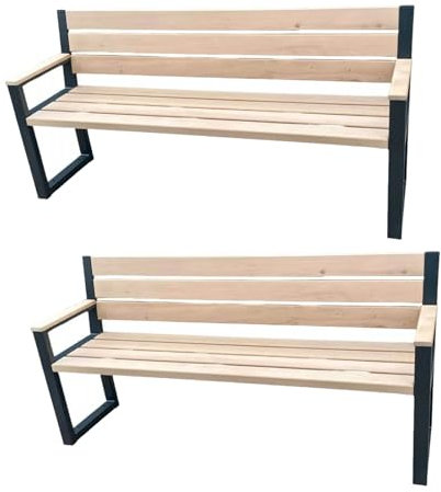 Rattanland® Gartenbank Wetterfest Holzbank Garten, Gartenbank 3 Sitzer, Gartenbank Holz, Sitzbank mit Lehne (FSC®- zertifiziertes Holz) Möglichkeit der Befestigung am Boden (2, Keine Malerei)