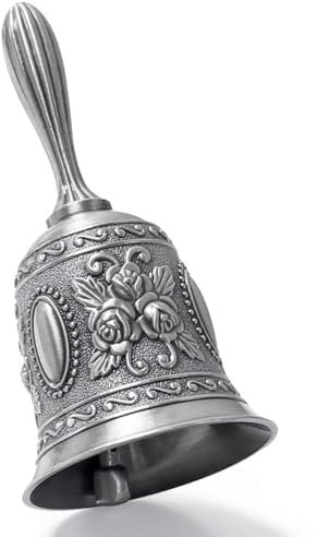 FANXIYA Handglocke, Messing Tischglocke Hand Glocke Weihnachten Handklingel Klassische Mahlzeitglocke Hand Weihnachtsglocke (Zinn-Farbe)
