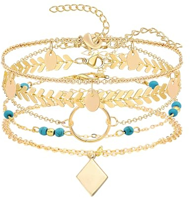 Hcvone 5pcs Bracelets de Cheville Pour Femme Plage d'été Bracelet Cheville Idée Cadeau Femme Cadeaux Anniversaire Noël