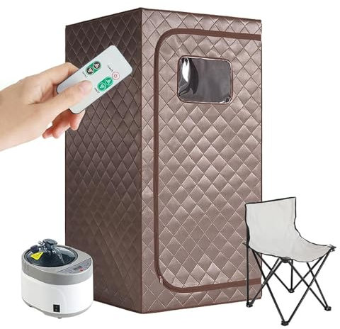STWBHW Portable Sauna Tent for Home Spa,Steam Sauna Room with 1000W & 3L Steamer Generator,Remote Control,Personal Steam Sauna Kit, Large Size Foldable Chair