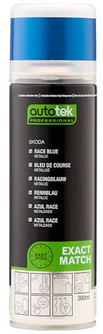 AutoTek Professional Exact Match Car Spray Paint, Skoda Race Blue Metallic Aerosol Spray, 300 ml