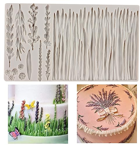 MYPRACS Lavender Flower Fondant Moulds Wheat Leaf Grass Silicone Mould | Cupcake Topper Cake Decorating Chocolate Candy Craft Gum Paste