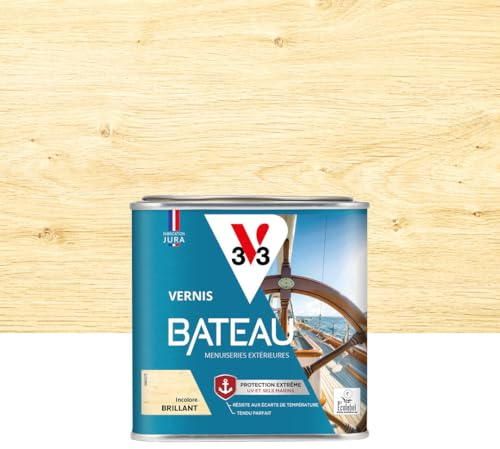 V33 Vernis bois extérieur Incolore brillant - Vernis bateau - Protection extrême UV et sels marins - Résistance aux écarts de températures - Ecolabel -1L | Protection extrême UV et sels marins - Résistance aux écarts de températures - Ecolabel