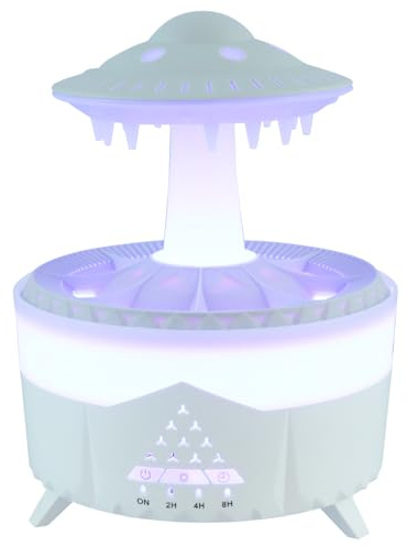 Rain Cloud Humidifier Water Drip, Cabilock Rain Diffuser Humidifier with 7 Colors LED Lights, Mushroom Rain Humidifier with Rain Sounds, Cloud Rain Diffuser Water Drip Humidifier for Bedroom Nursery