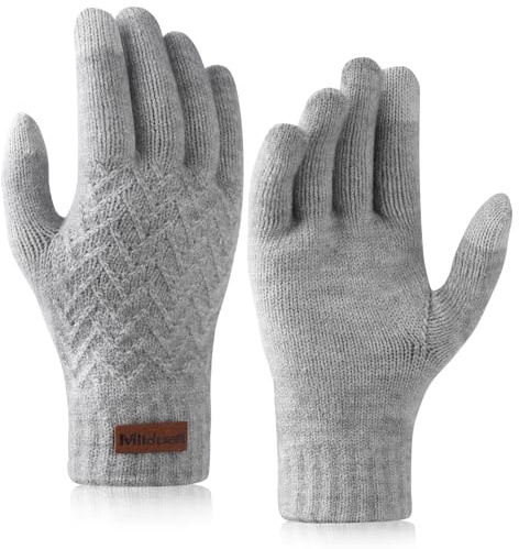 Milduall Strickhandschuhe Winter, Gestrickte Touchscreen Handschuhe Fingerhandschuhe Winterhandschuhe Thermohandschuhe Fäustlinge für Unisex Outdoor Winter