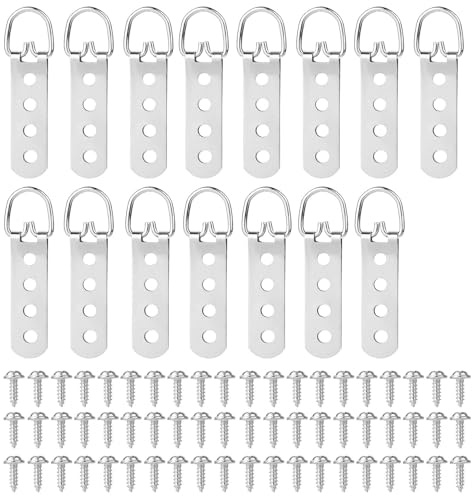 PARFCO Colgador Cuadros, 15 Piezas Anillo en D Ganchos para Colgar Cuadros, 80 mm, Cuatro Orificios Kit para Colgar Cuadros, con 60 Tornillos, para Fotografías, Punto Cruz, Pinturas Decorativas