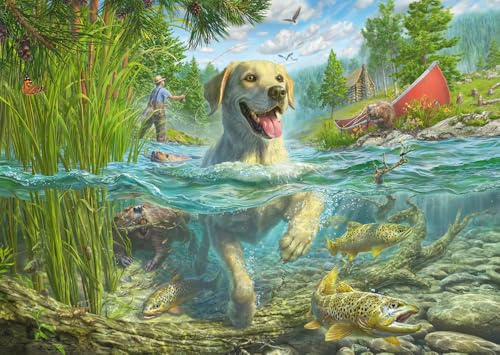 Schmidt 58557 Gelber Labrador auf Fischjagd, 1000 Teile Puzzle | Mark Frederickson