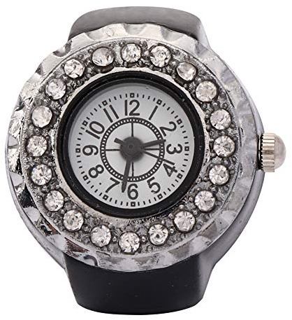 lvifloae Ringuhr, glänzender -Quarz für Damen, Weiß, Schwarz, Silber, rundes Zifferblatt, lässig, weiblich, Legierung, 24 mm, dehnbar, angenehm zu tragen