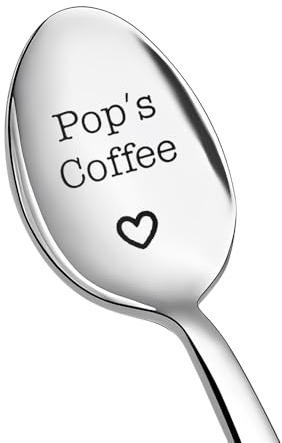 Grandpa Grandad Fathers Day Gift for Pop Pops Birthday Gifts for Grandad Grandpa Coffee Spoon Gifts for Daddy Dad Retirement Gifts for Dad Papa Coffee Spoon Gifts for Coffee Lovers Pop
