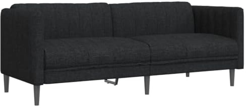 ChicAbode Sofa 3-Sitzer Schwarz Stoff Polstersofa mit Stützbeinen, Dreisitzer Loungesofa Designsofa für Wohnzimmer, Couch Wohnzimmersofa