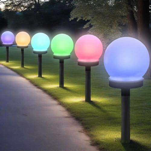 YeahBoom 6 lampade solari per esterni a sfera, LED da giardino, a energia solare, per terrazze, marciapiedi, cortile, decorazione da giardino