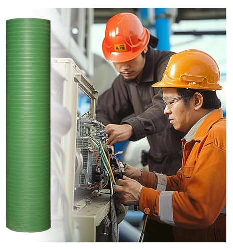 JYHHCYS Insulation Floor Rubber Mat, Heavy Duty Rubber Flooring Roll for Substation/Distribution Room, 3 1/2' Width Dielectric Non-Conductive Switchboard Mat(Green,LxWxT 4'x3 1/5'x1/5)