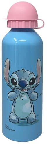 CARTOON Bouteille d'eau en aluminium pour enfant 500 ml avec bec (Stitch, rose)