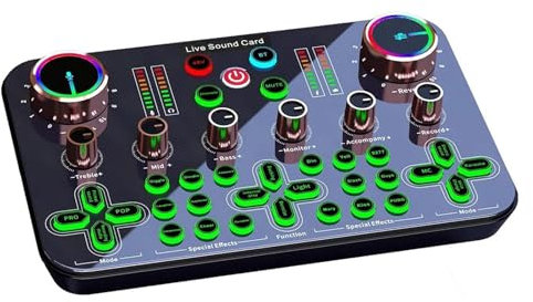 Mesa de Mezclas, Interfaz de mezclador de tarjeta de sonido en con mezclador de DJ, efectos de sonido en, convertidor de voz for transmisión por PC y grabación de medios