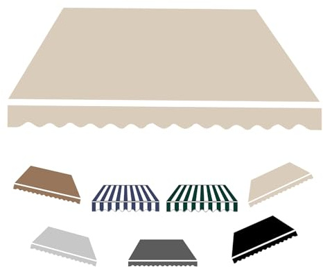 2.0m 2.5m 3.0m 3.6m 4m 5m Toldo Manual Retráctil, Tela de Repuesto para Toldo para Patio Balcón Jardín Exterior Terraza, Toldo Manual Retráctil, Duradera(Beige,500x250cm)
