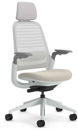 Steelcase Ergonomischer Bürostuhl: Series 1, Kopfstütze, Beige | 4D-Armlehnen, Universalrollen, Premium-Materialien, bis 150 kg und 190 cm, sitzkomfort