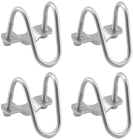 Alide 4 Pcs M8x25x25 Stainless Pipe Clip Doule U-Shaped Bolt Screw Cross Tube Buckle Crossover Clamps