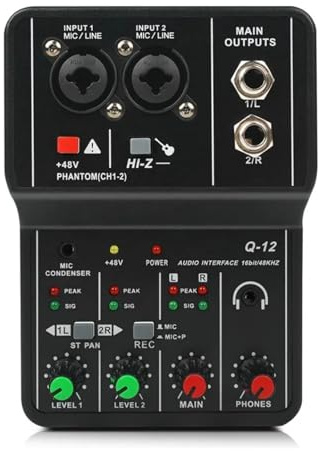 Mixer Audio, Scheda audio for computer Bluetooth Mixer professale for palco Live Usb Mini 48V Desktop per streaming live, podcasting, PC