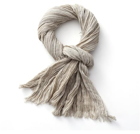 WENH Écharpe en coton et lin froissés for homme et femme, accessoire tendance, chaud, noir, doux, idéal for l'automne et l'hiver(Beige)