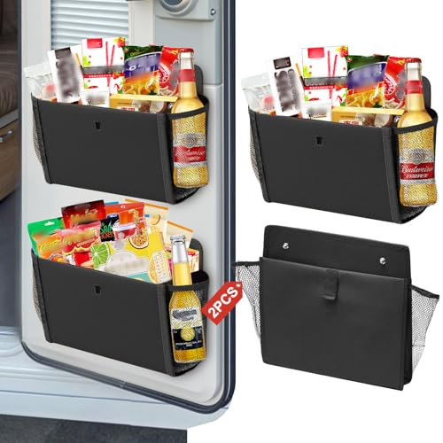 Rwbimti 2 Stück Wohnmobil Organizer, Ohne Bohren Selbstklebend Hängeregal, Camping Tragbar Tür Organizer Mit GroßEn Taschen, Faltbare Wohnmobil-Organisator-Tasche für Wohnmobilenen Camping