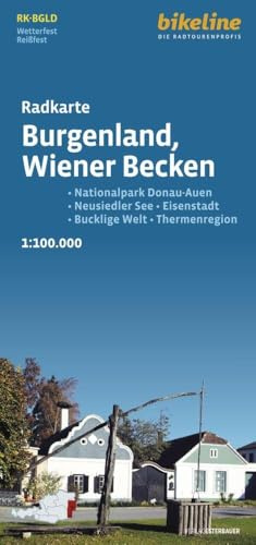 Burgenland - Wiener Becken: Nationalpark Donau-Auen – Neusiedler See – Eisenstadt – Bucklige Welt – Thermenregion, 1:75.000, wetterfest/reißfest, GPS-tauglich mit UTM-Netz (Bikeline Radkarte)