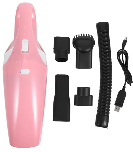 Wakauto Handheld Vacuum Cordless Vacuum Cleaner USB Charging Dirt Collector Mini Handheld Dust Cleaner Wet Dry Dual Use for Keyboard Car Computer (Pink)
