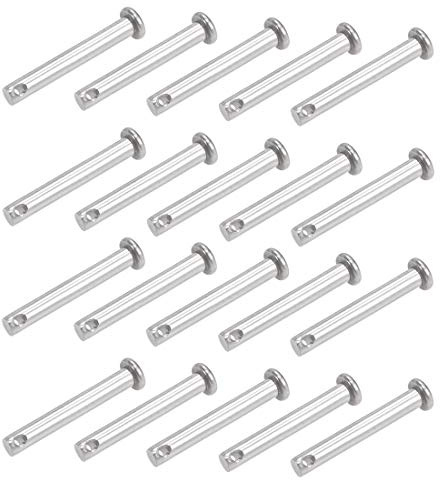 sourcing map 20 Stück Steckbolzen Einloch Gabelkopfstifte Gelenkstift Splintstift Flachekopf 5mm x 35mm aus Edelstahl 304