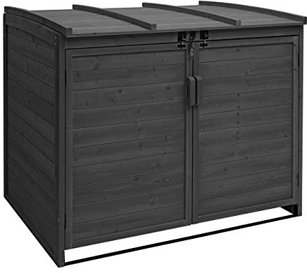 XL 2er-/4er-Mülltonnenverkleidung HWC-H75, Mülltonnenbox, erweiterbar 120x137x104cm Holz MVG-Zertifiziert - anthrazit