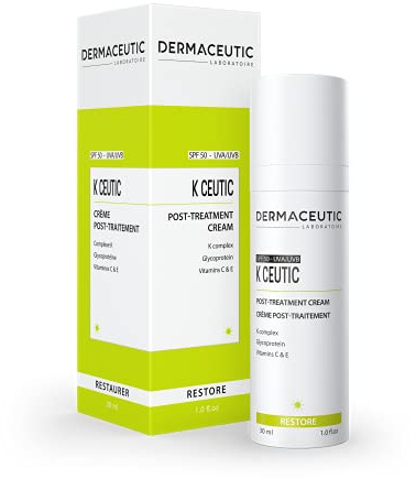 K Ceutic | Crème Visage Apaisante & Réparatrice | Soin Concentré Post-Traitement | Anti-Rougeurs Peau Abîmée | Complexe K, Vitamines C E | Protection UV SPF 50 | Hypoallergénique | 30ml | Dermaceutic